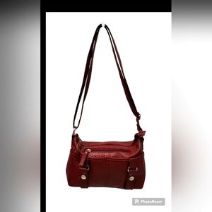 Rosetti Maroon Small Faux Leather Crossbody Handbag Purse